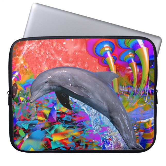 Dolphin Färg Stänk Laptop Fodral (Framsidan)