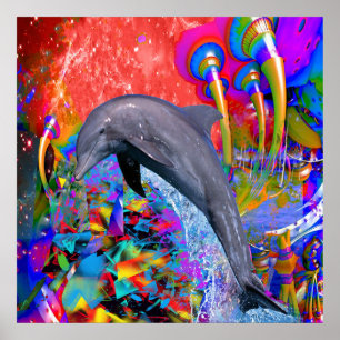 Dolphin Färg Stänk Poster
