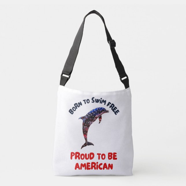 Dolphin Flagga America Axelväska (Framsida)