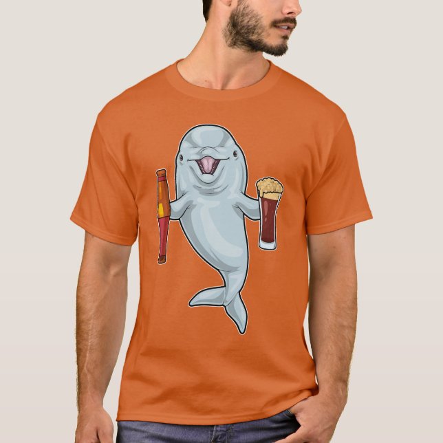 Dolphin Flaska Beer T Shirt (Framsida)