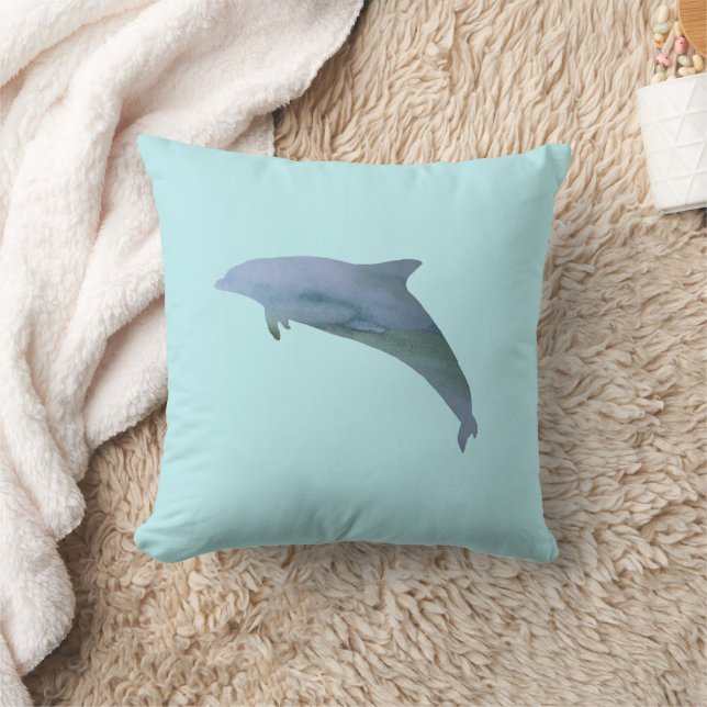 Dolphin Florida Animal Painting Dekorativ kudde (Filt)
