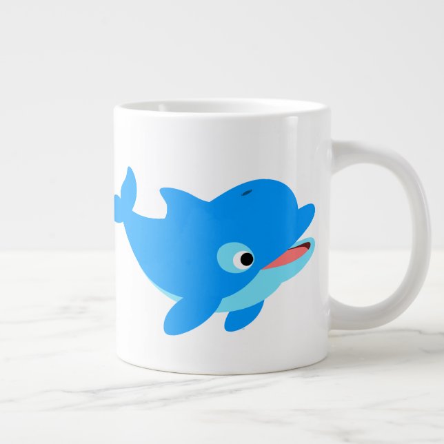 Dolphin för Nyfiken Tecknad i Cute Jumbo Mugg (Höger)