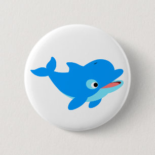 Dolphin för Nyfiken Tecknad i Cute Knapp