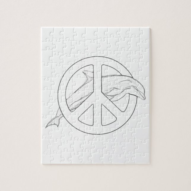 Dolphin Fredstecken Vuxen Coloring Puzzle Pussel (Vertikal)