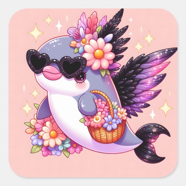 Dolphin Fyrkantigt Klistermärke (Framsida)