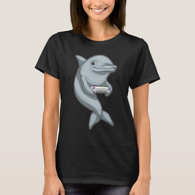Dolphin Gamer Controller T Shirt (Framsida)