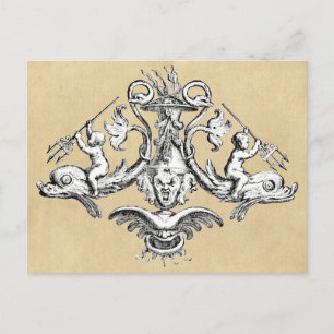 Dolphin & Gargoyle Nautical Symbol Vykort