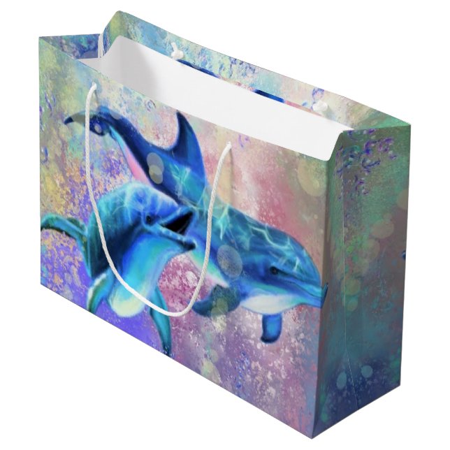 Dolphin Gift Bag Lycklig par Kärlek (Framsidan Vinklad)