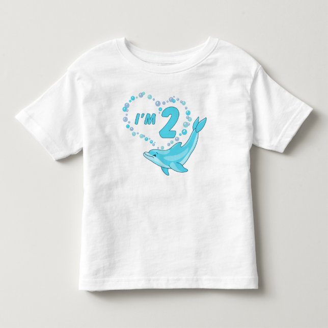 Dolphin Heart 2:a födelsedagen T Shirt (Framsida)