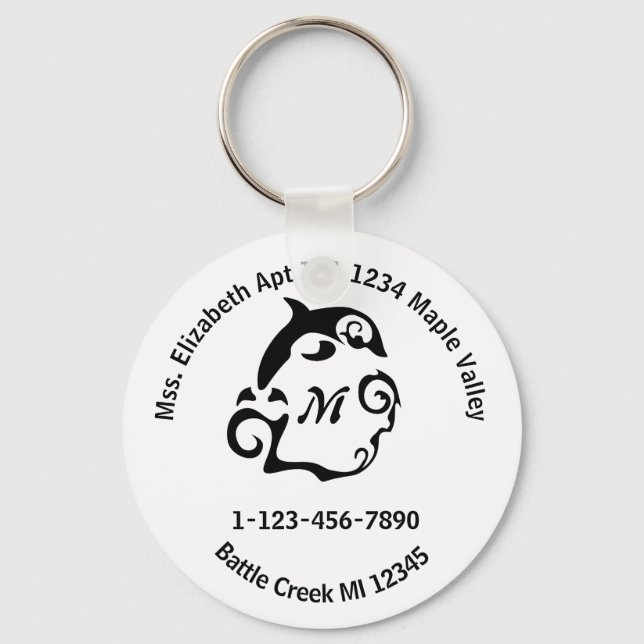 Dolphin Home Contact Info Mobil Adress-nyckelkedja Nyckelring (Framsida)
