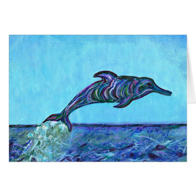 Dolphin-hopp Hälsningskort (Framsidan Horizontal)