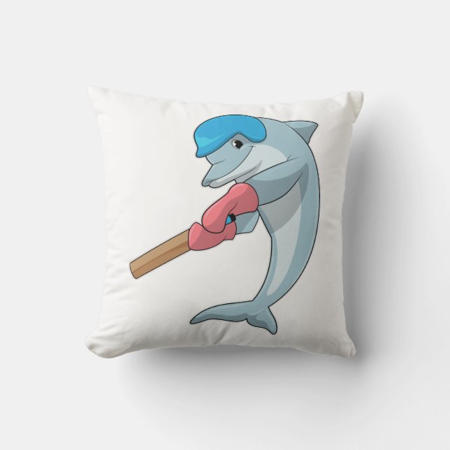 Dolphin i Cricket med Cricket fladdermus Kudde (Framsida)