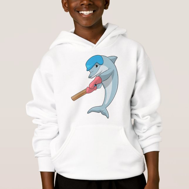Dolphin i Cricket med Cricket fladdermus T Shirt (Framsida)