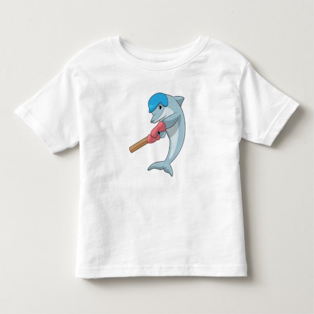 Dolphin i Cricket med Cricket fladdermus T Shirt (Framsida)