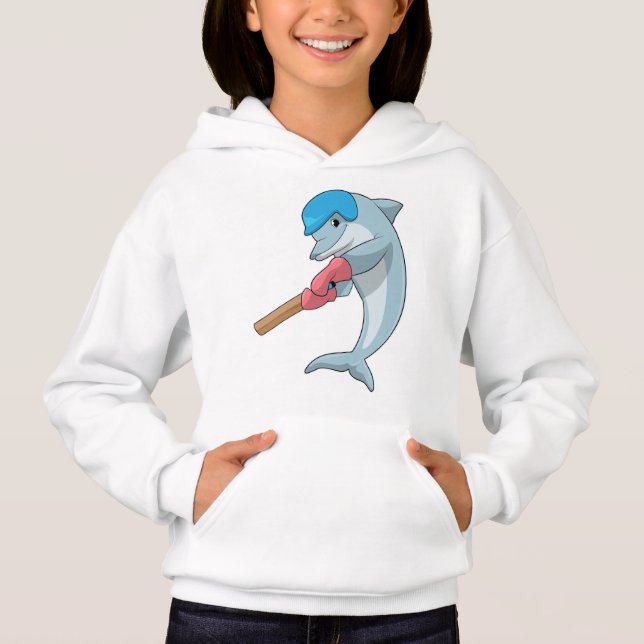 Dolphin i Cricket med Cricket fladdermus T Shirt (Framsida)