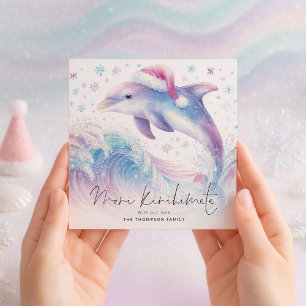 Dolphin i jultomten Meri Kirihimete Julkort