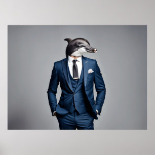 Dolphin i kostym poster