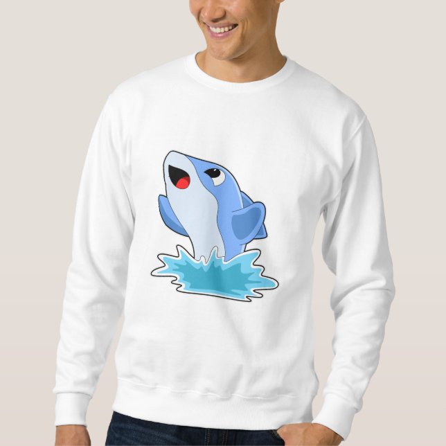 Dolphin i Vatten Lång Ärmad Tröja (Framsida)