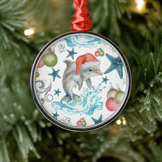 Dolphin in Santa Hat Christmas Ornament Keepsake (Träd)