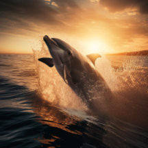 Dolphin Jigszle Puzzle mot morgonen Sol - Dolphin