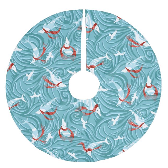 Dolphin Joy Tropical Ocean Nautisk jul Julgransmatta Borstad Polyester (Framsidan)