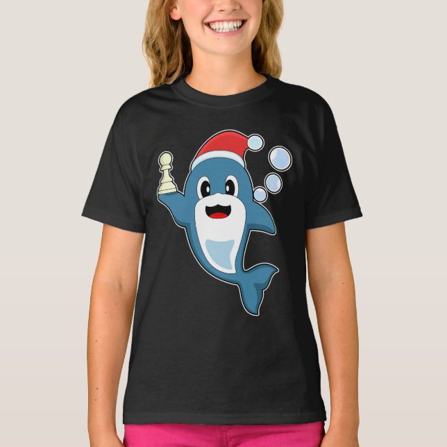 Dolphin jul Chess T Shirt (Framsida)