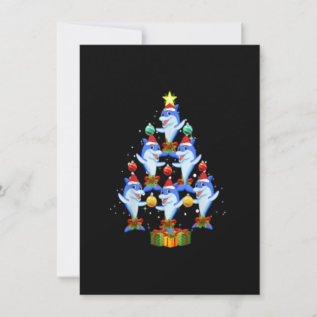 Dolphin Julgran Ornaments Santa Funny Julafton Inbjudningar (Framsida)