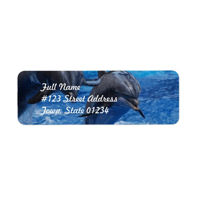 Dolphin Jumping-postetiketter Returadress Etikett (Framsidan)