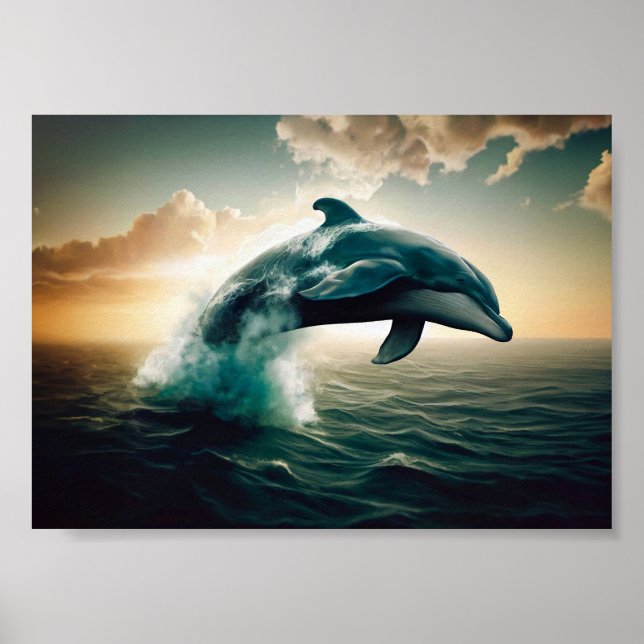 Dolphin Jumping ut ur Vatten Poster (Framsidan)