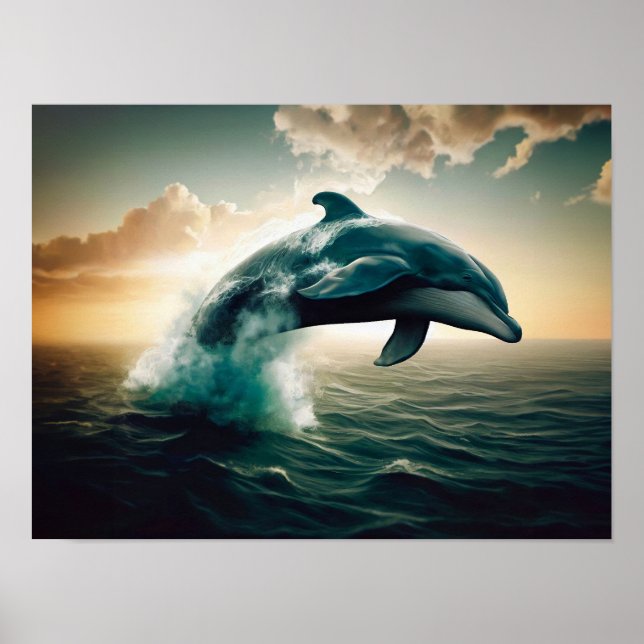 Dolphin Jumping ut ur Vatten Poster (Framsidan)
