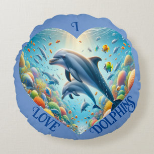 Dolphin Kärlek Anpassade Rund Kudde