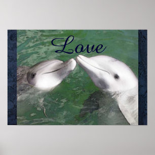 Dolphin Kärlek Fish Vatten Marine Ocean Animal Cut Poster