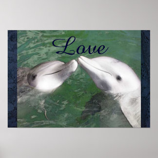 Dolphin Kärlek Fish Vatten Marine Ocean Animal Cut Poster