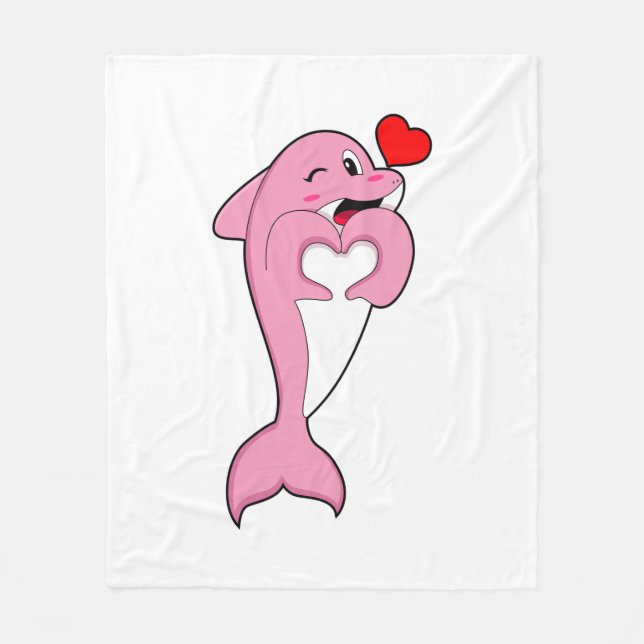 Dolphin Kärlek Heart Fleecefilt (Framsidan)