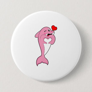 Dolphin Kärlek Heart Knapp