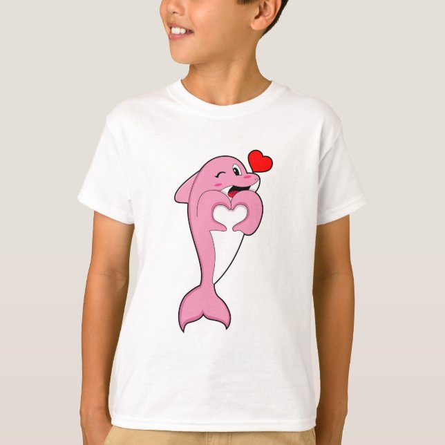 Dolphin Kärlek Heart T Shirt (Framsida)