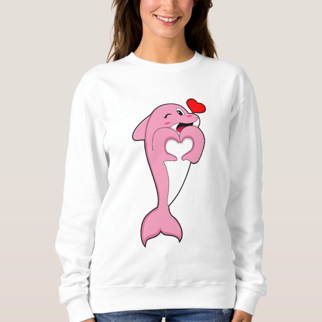 Dolphin Kärlek Heart T Shirt (Framsida)