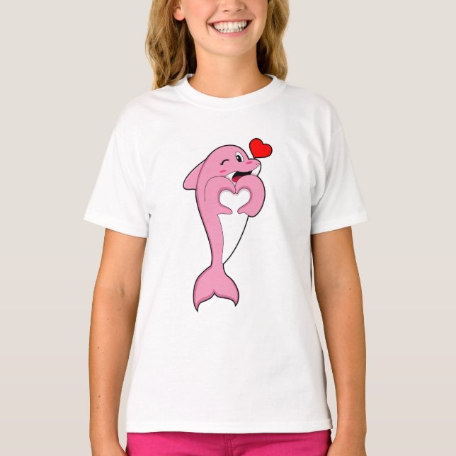 Dolphin Kärlek Heart T Shirt (Framsida)