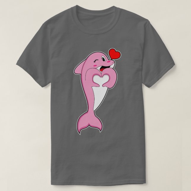 Dolphin Kärlek Heart T Shirt (Design framsida)