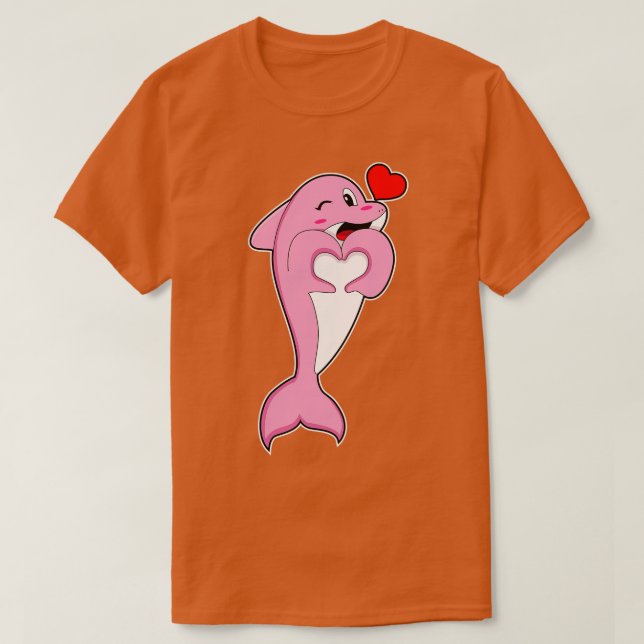 Dolphin Kärlek Heart T Shirt (Design framsida)