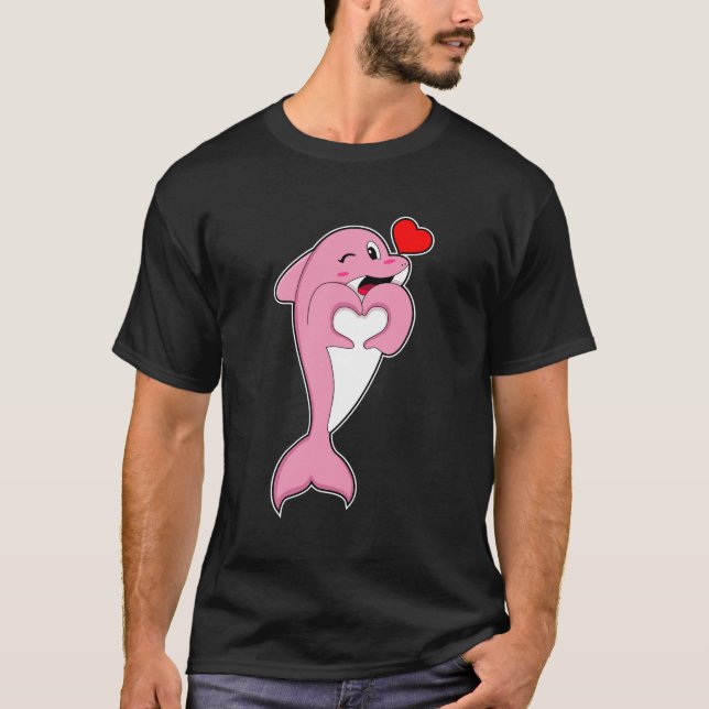 Dolphin Kärlek Heart T Shirt (Framsida)