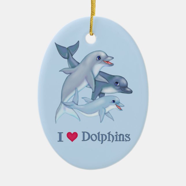 Dolphin Kärlek Julgransprydnad Keramik (Framsidan)