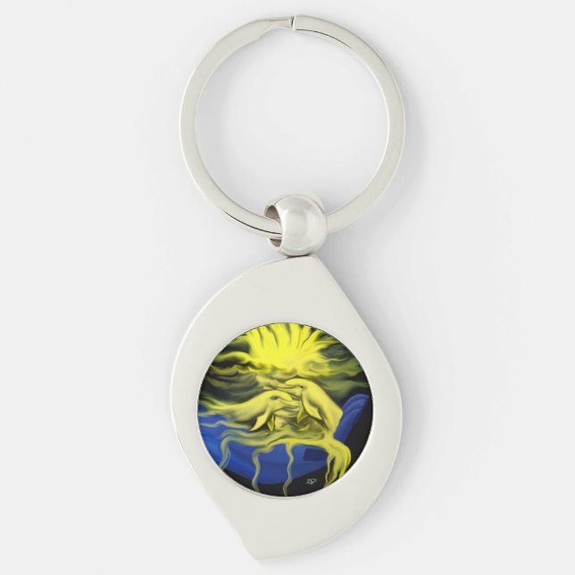 Dolphin Kärlek Swirl Silverfärgad Nyckelring (Framsidan)