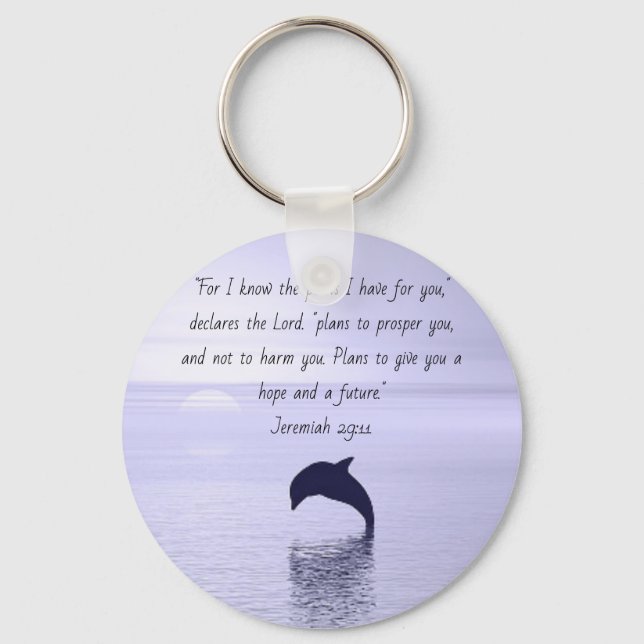 Dolphin keychain; Jeremiah 29:11 Nyckelring (Framsida)