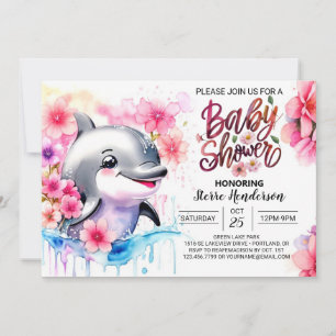 Dolphin Kisses Girl Shower-inbjudan Inbjudningar