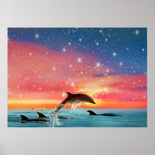 Dolphin Leaping   Djur och vildsvin Poster