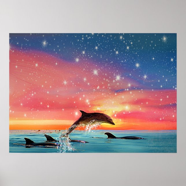 Dolphin Leaping | Djur och vildsvin Poster (Framsidan)