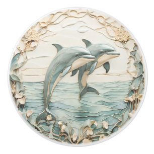 Dolphin lite Art nouveau höger vänd mot Knopp