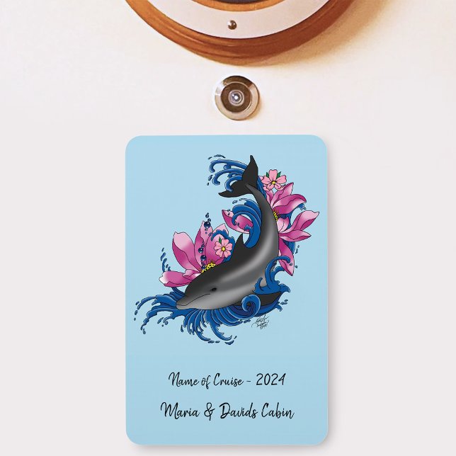 Dolphin Lotus Flowers Cruise Door Magnet (Skapare uppladdad)
