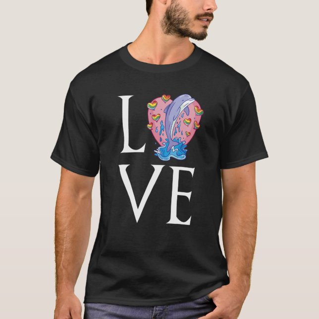 Dolphin Love Whale Cute Dolphins Underwater world  T Shirt (Framsida)